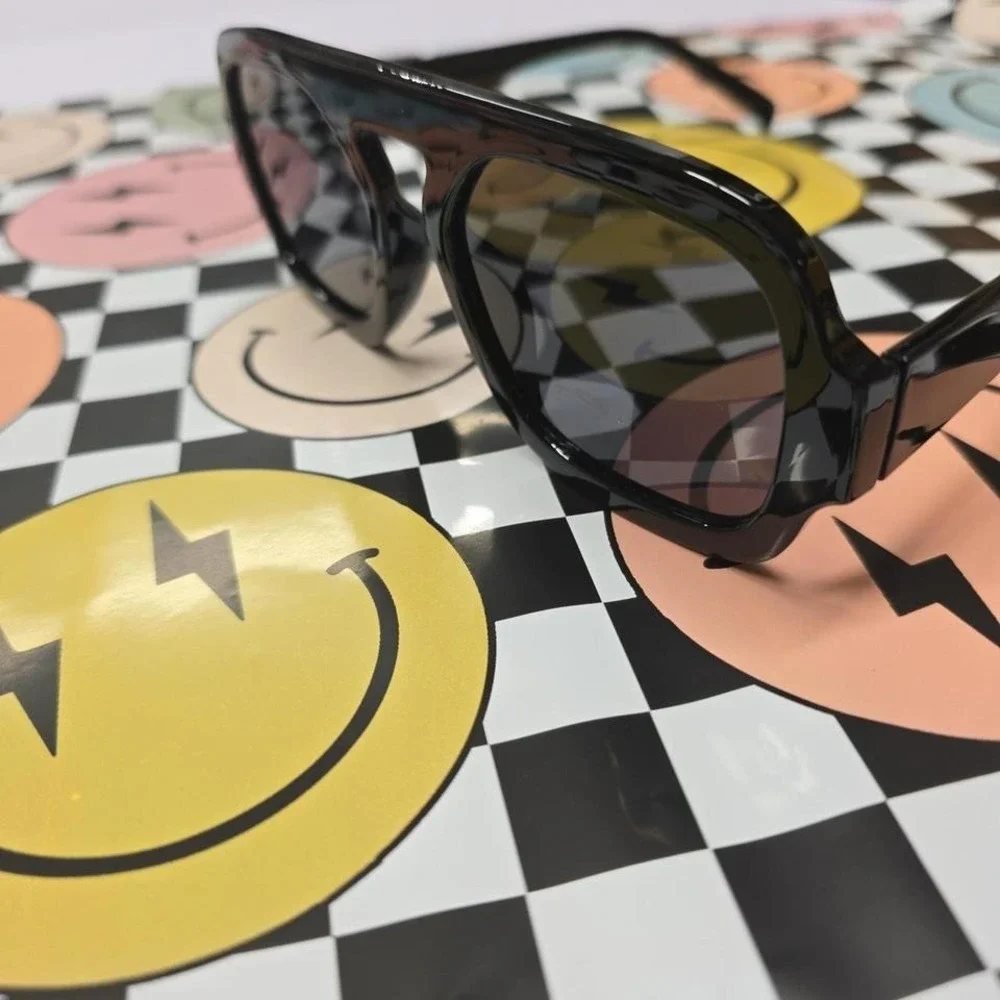 Oversized‎ Square Sunglasses Black Frame Dark Lenses Fashion Eyewear
